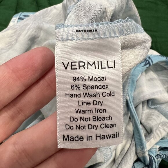 Vermilli Hawaii Girls Small Blue Bells Palm Tree Modal Romper - Picture 4 of 6